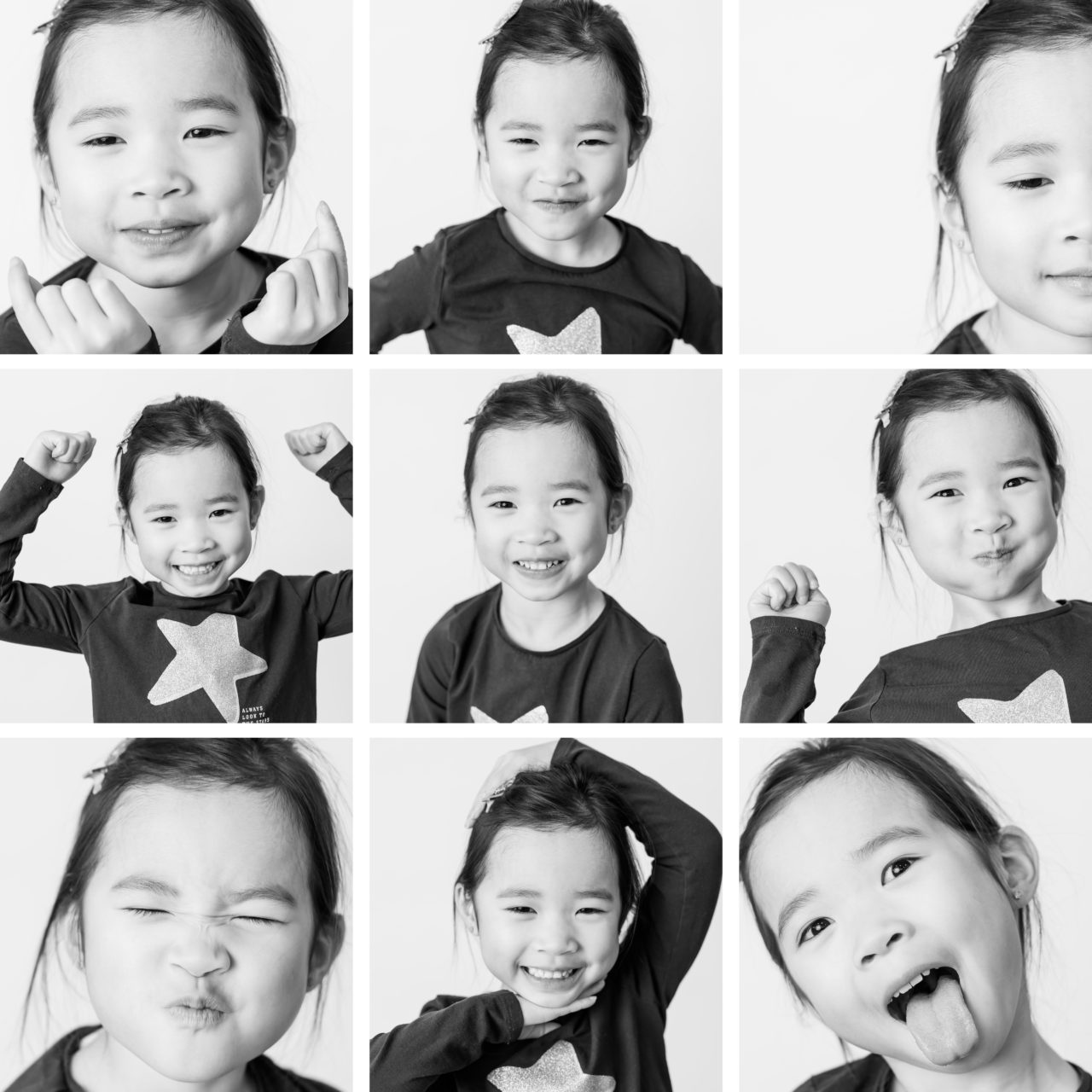 Black & white kids mini sessions on a white background in Edmonton by Paper Bunny Studios