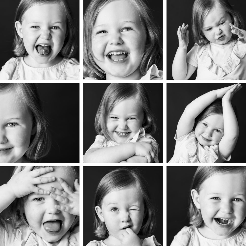 Black & White grid of kids portrait photos
