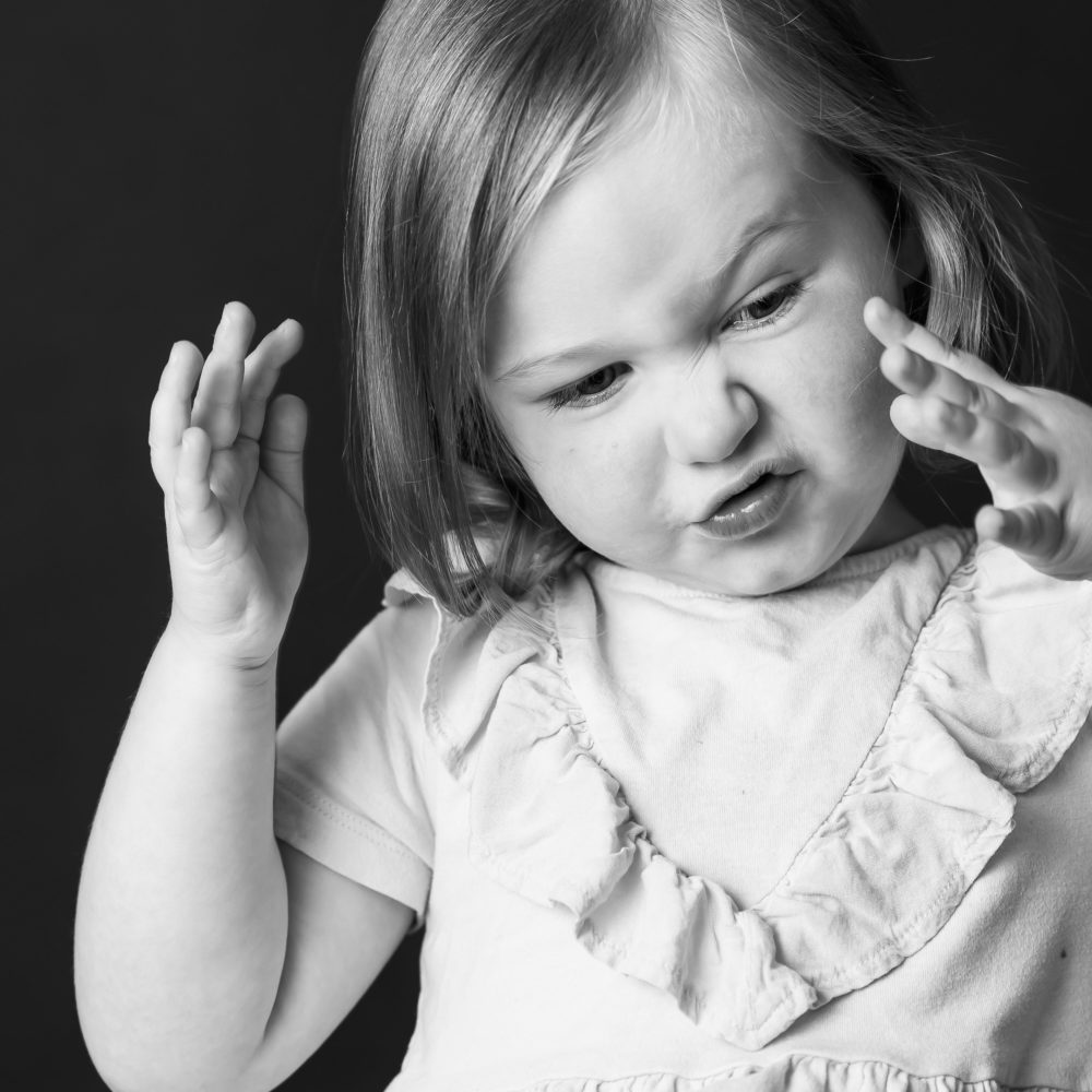 Black & White kids portrait photo by Paper Bunny Studios - quirky expression