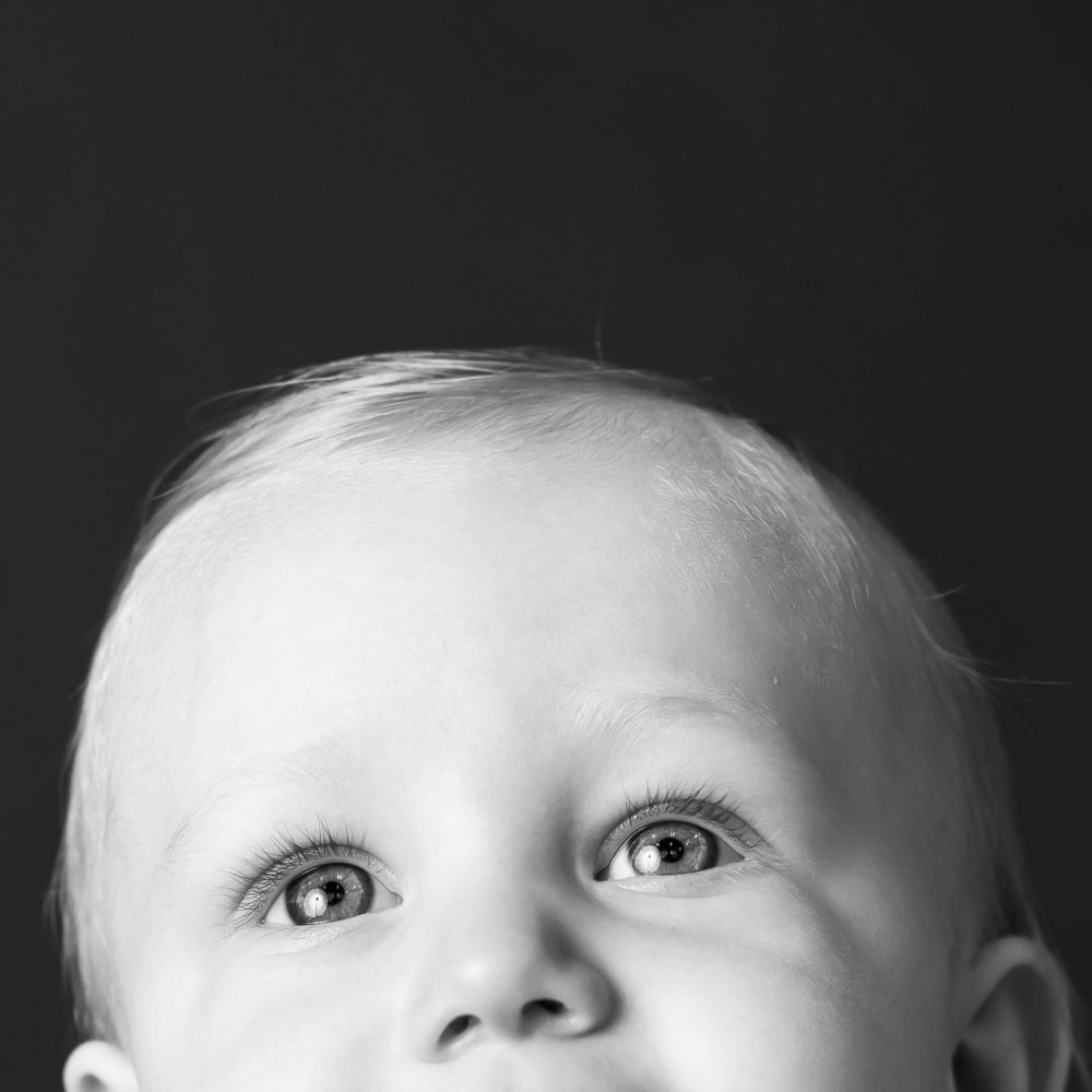 Black & White baby photo - cropped face close up - by Paper Bunny Studios