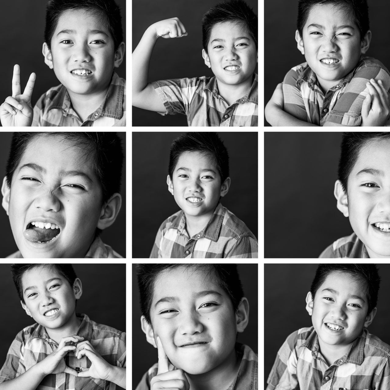 Kid Grid black & white kids portrait photos by Paper Bunny Studios