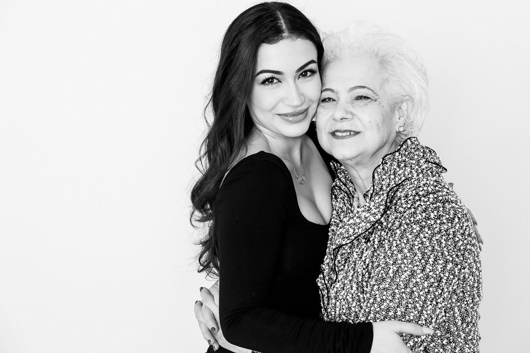 Classic mother & daughter pose, black & white photography by Paper Bunny Studios