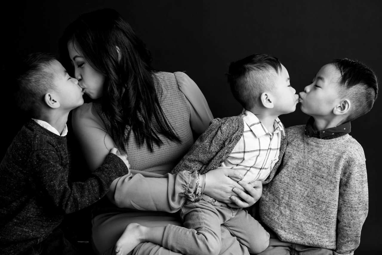 Black & White fun family portraits for Mother's day