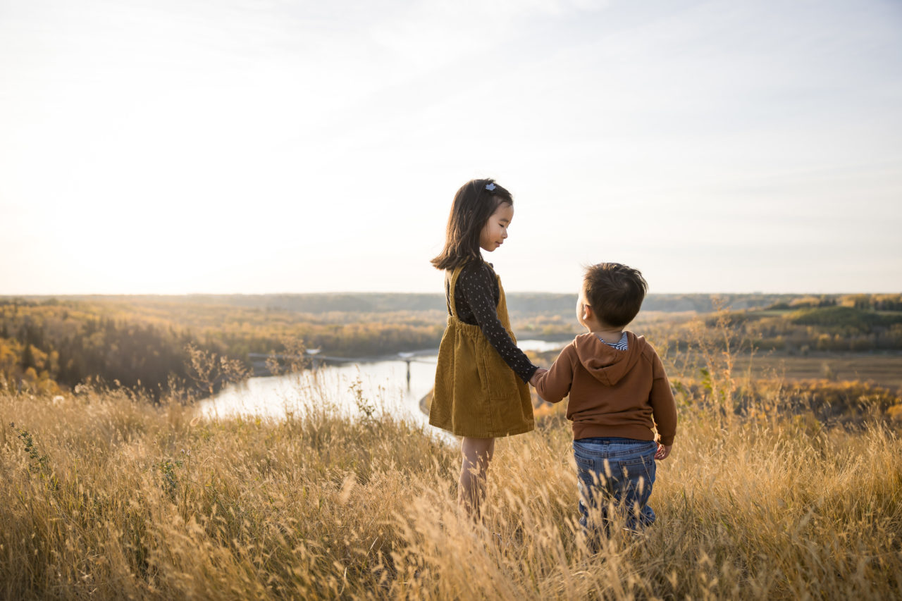 Edmonton outdoor Fall family photos - brother & sister - by Paper Bunny Studios