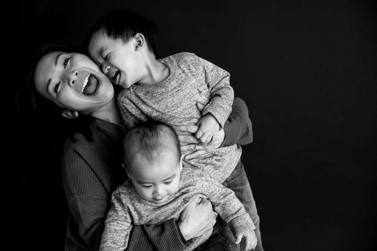 Black & White family photography for Mother's Day - Cynthia & boys