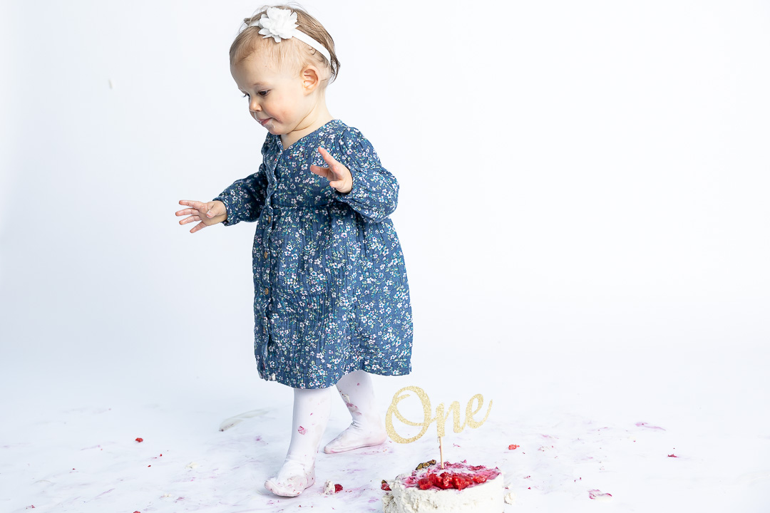 And we're done now - First birthday cake smash for little girl in Edmonton by Paper Bunny Studios