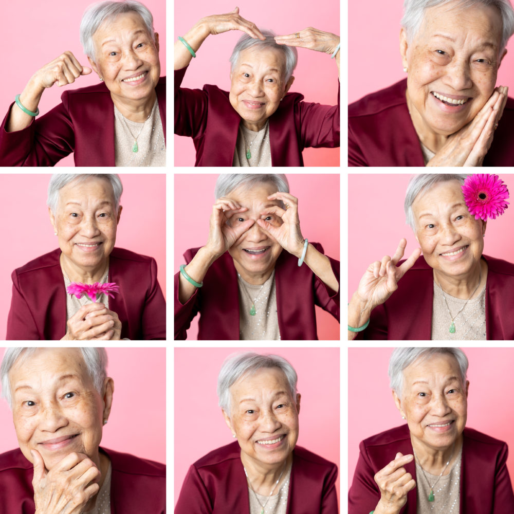 Edmonton Seniors Mini Session portraits on a pink background by Paper Bunny Studios