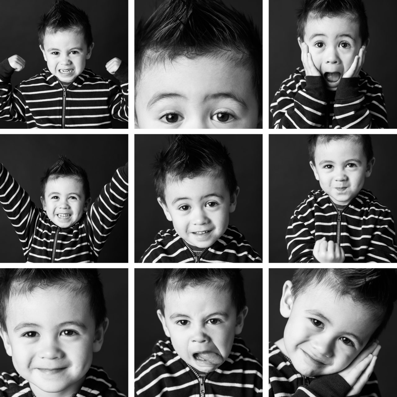 black & white portrait photos a young boy showcasing his personality by Paper Bunny Studios, Edmonton