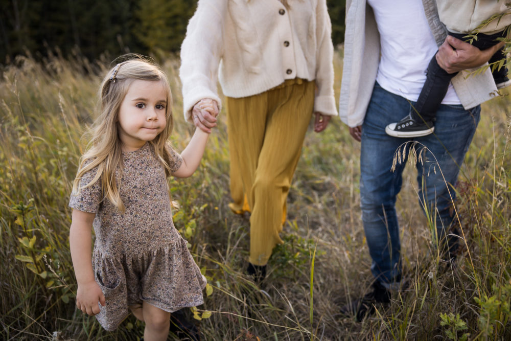 Outdoor family photos - toddler leading the way by Paper Bunny Studios