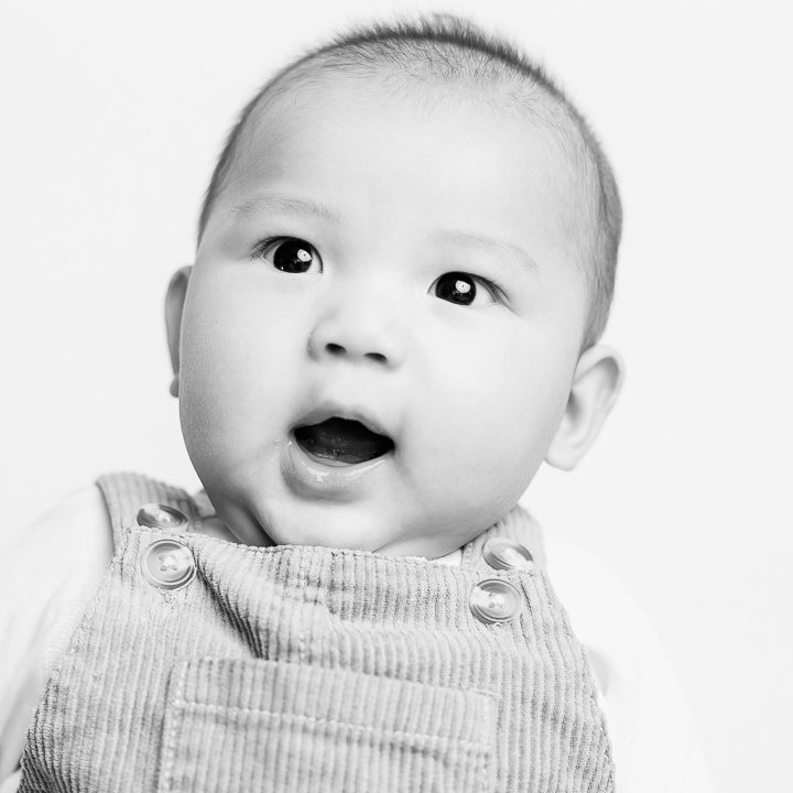 Black & White baby photography on white background by Paper Bunny Studios Edmonton