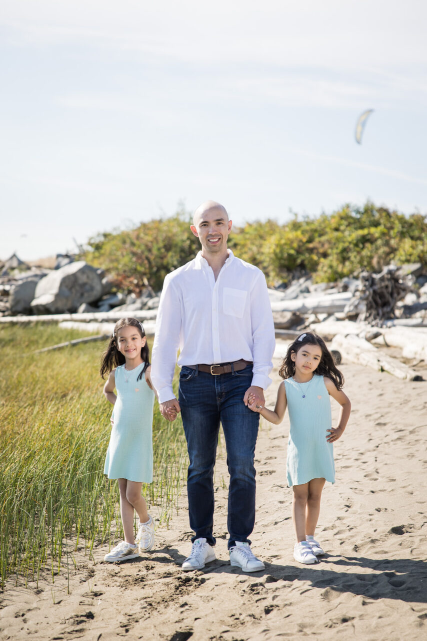 Dad and daughters by documentary family photographer Paper Bunny Studios