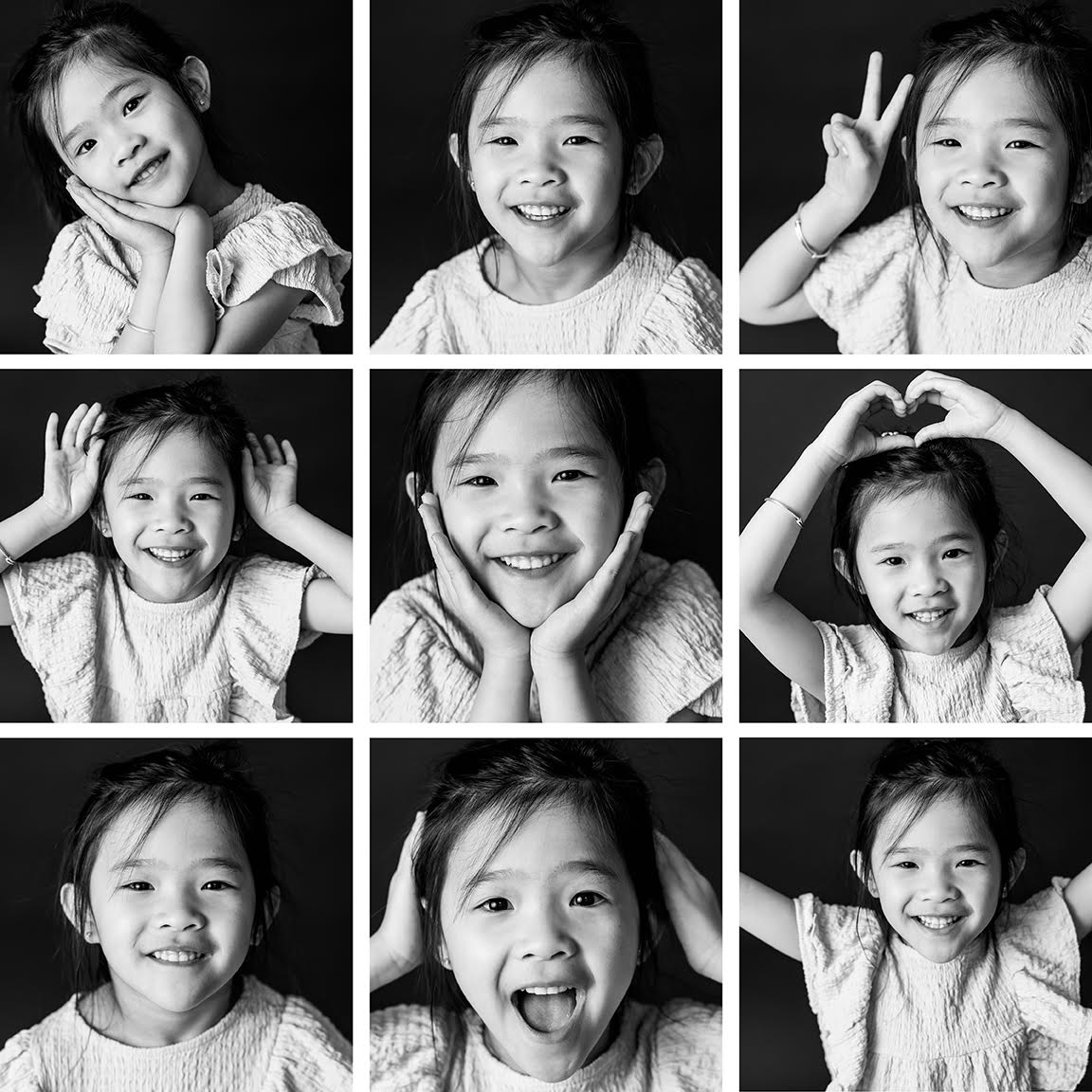 Girl's Black & White Portrait photo grid by Paper bunny studios, Edmonton