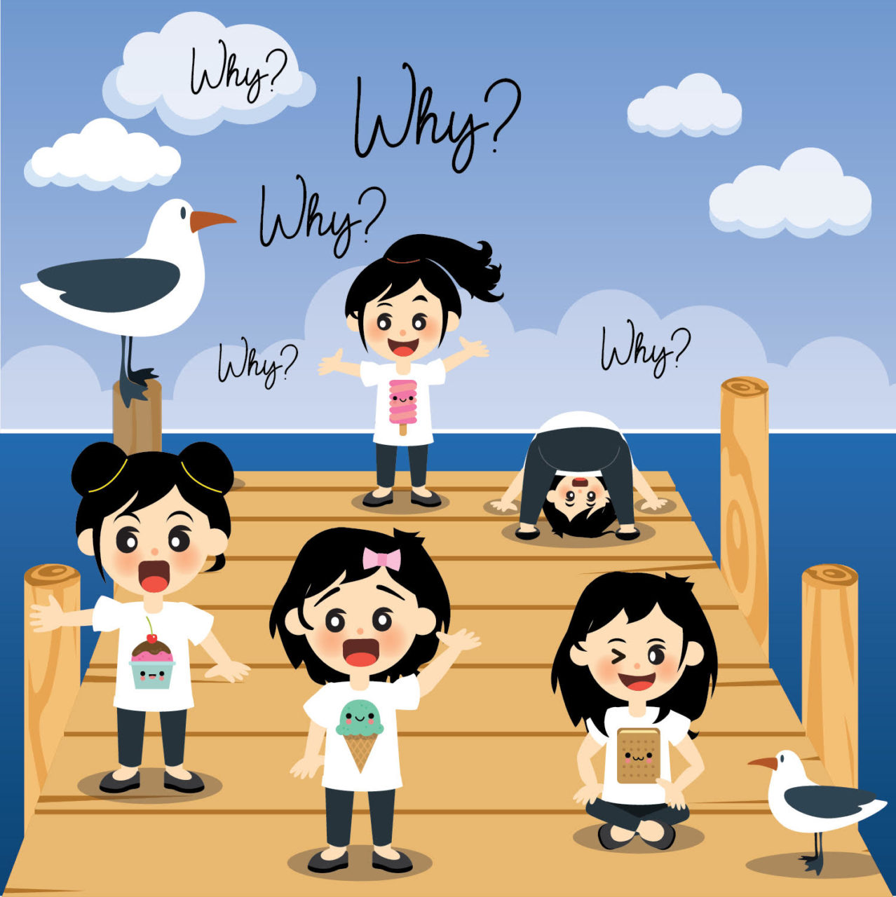 Ilustration celebrating when kid's ask "why" ALL the time by Paper Bunny Studios